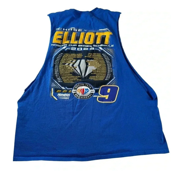 CHASE ELLIOTT #9 NASCAR CUP 75th Anniversary Cut off Sleeve TEE SHIRT Size XL - Picture 8 of 11
